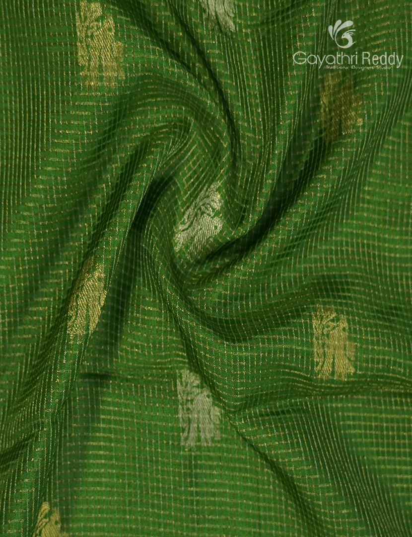 Semi Mysore Crepe Saree in Parrot Green
