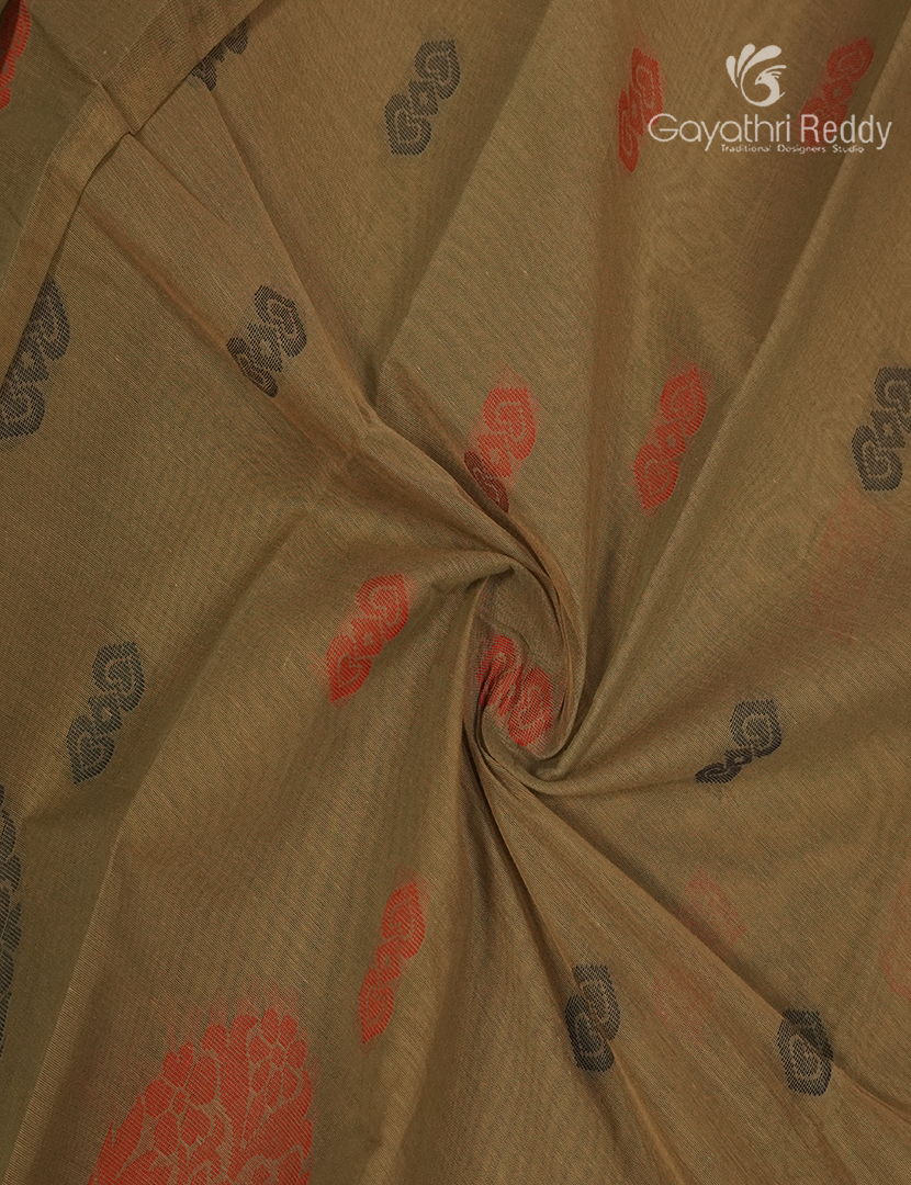 Pure Kanchi Cotton Saree in Olive Grey
