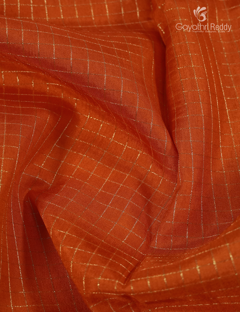 Semi Mysore Crepe Saree in Orange and Deep Red