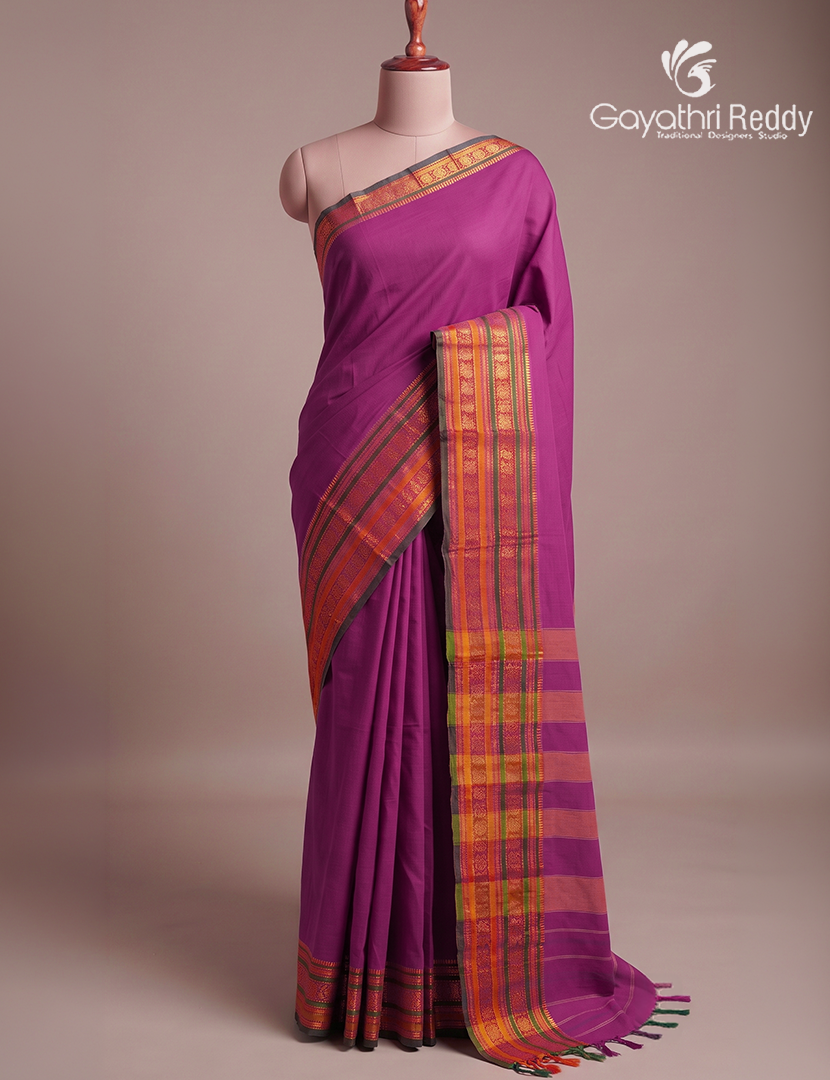 Pure Narayanpet Cotton Saree in Rose Pink