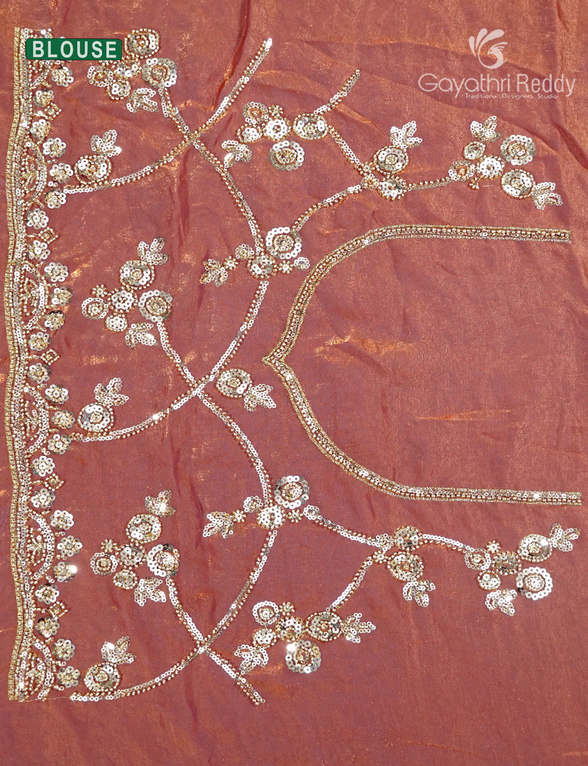 Tissue Fancy Saree in Pastel Coral