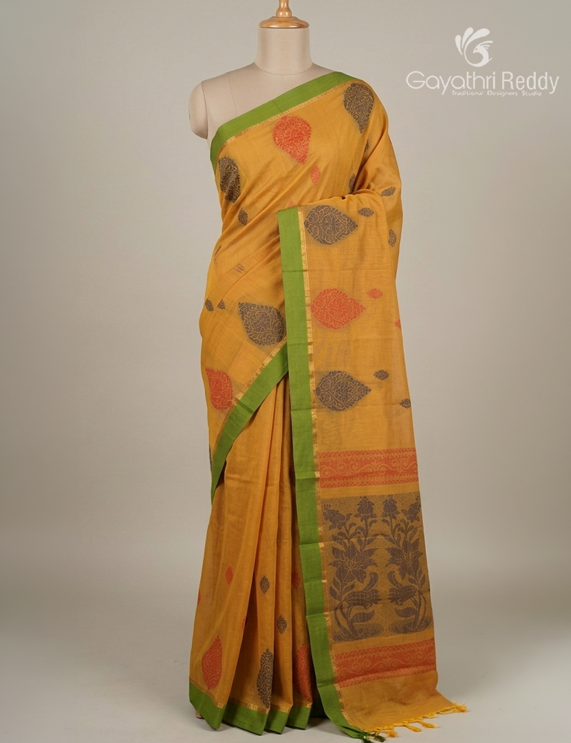 Pure Kanchi Cotton Saree in Orange