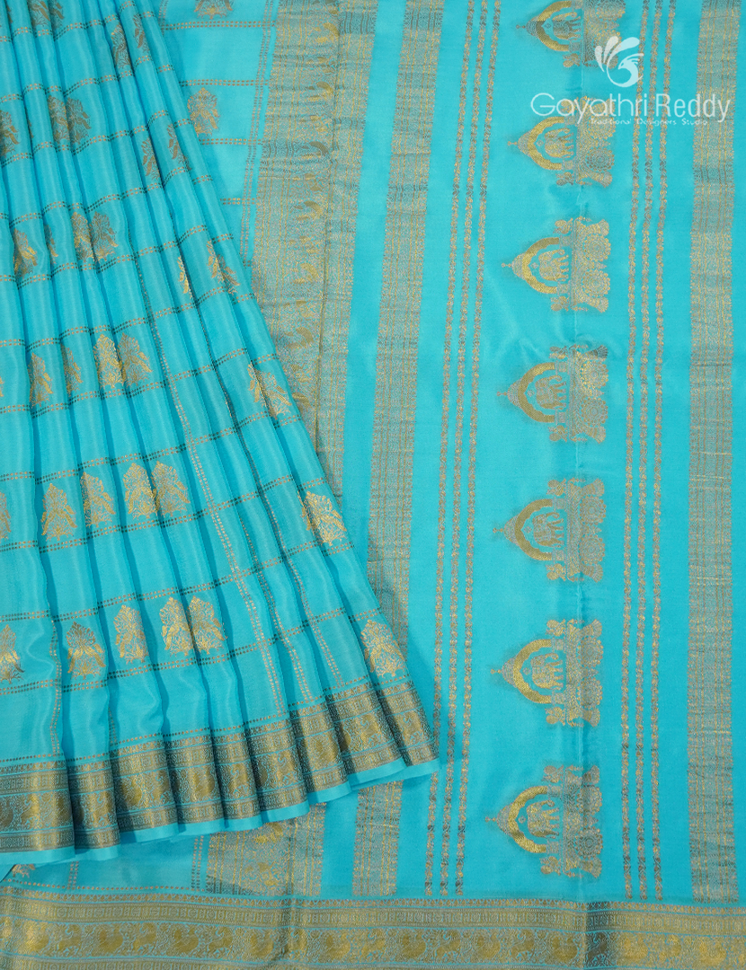 Pure Mysore Silk Saree in Sea Blue