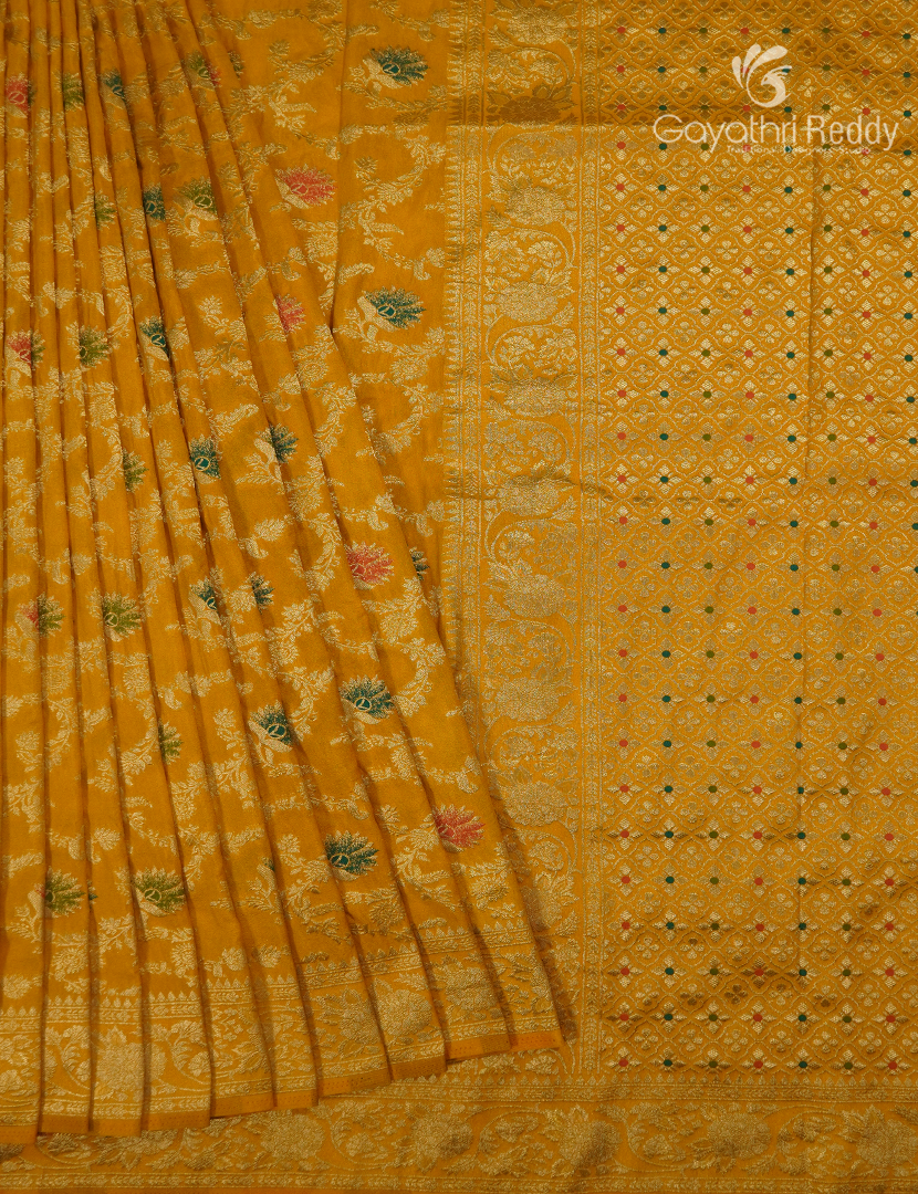 Banaras Georgette Saree in Mustard Yellow