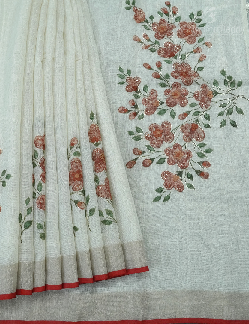 PURE LINEN SAREE-L1355