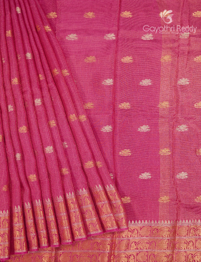 Semi Mysore Crepe Saree in Rose Pink
