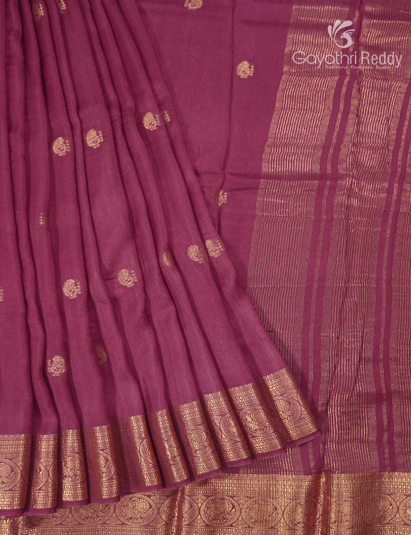 Semi Mysore Crepe Saree in Ruby Pink