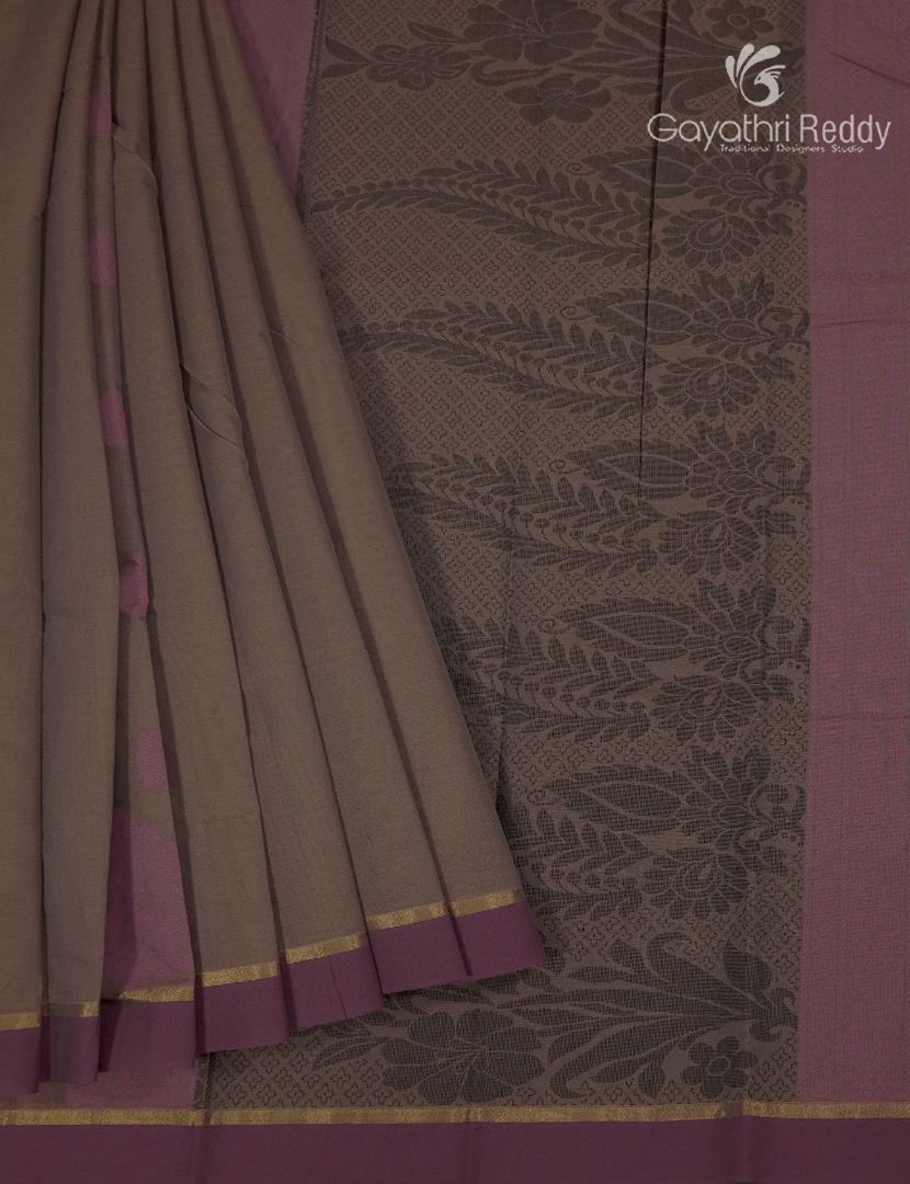 Pure Kanchi Cotton Saree in Ash Grey