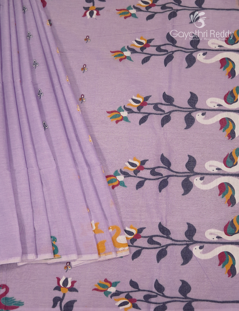Jamdani Cotton Saree in Lavender