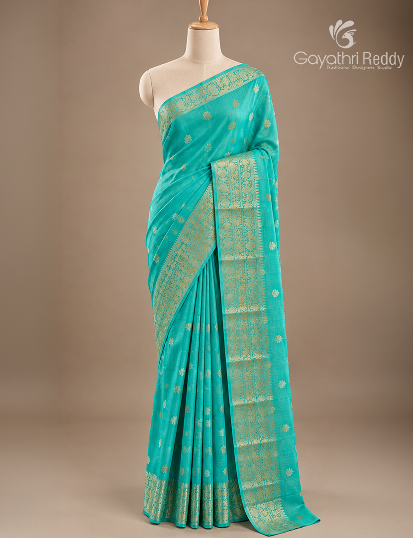 Semi Mysore Crepe Saree in Sea Green