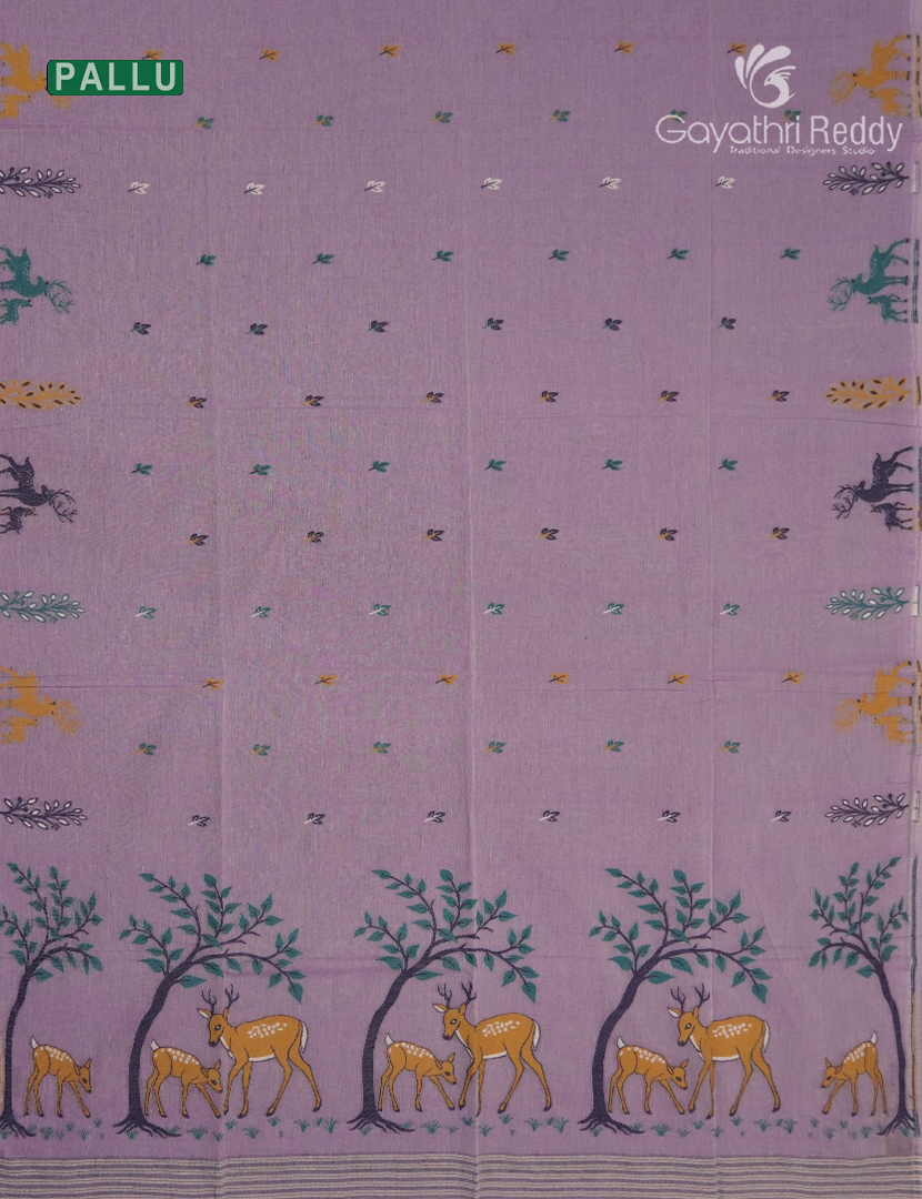 Jamdani Cotton Saree in Onion Pink