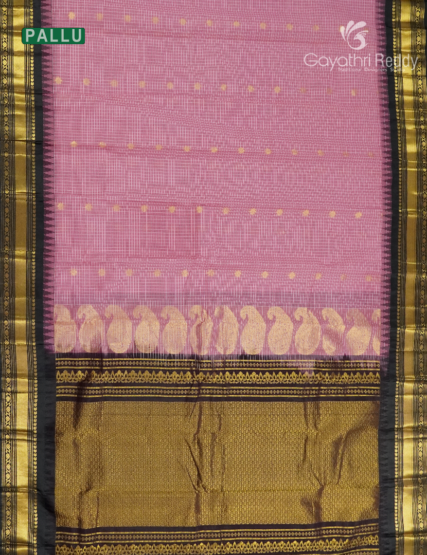Pure Gadwal Cotton Saree in Blush Peach and Deep Blue