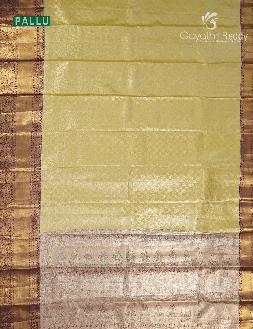 Semi Kanchipuram Silk Saree in Lime Yellow