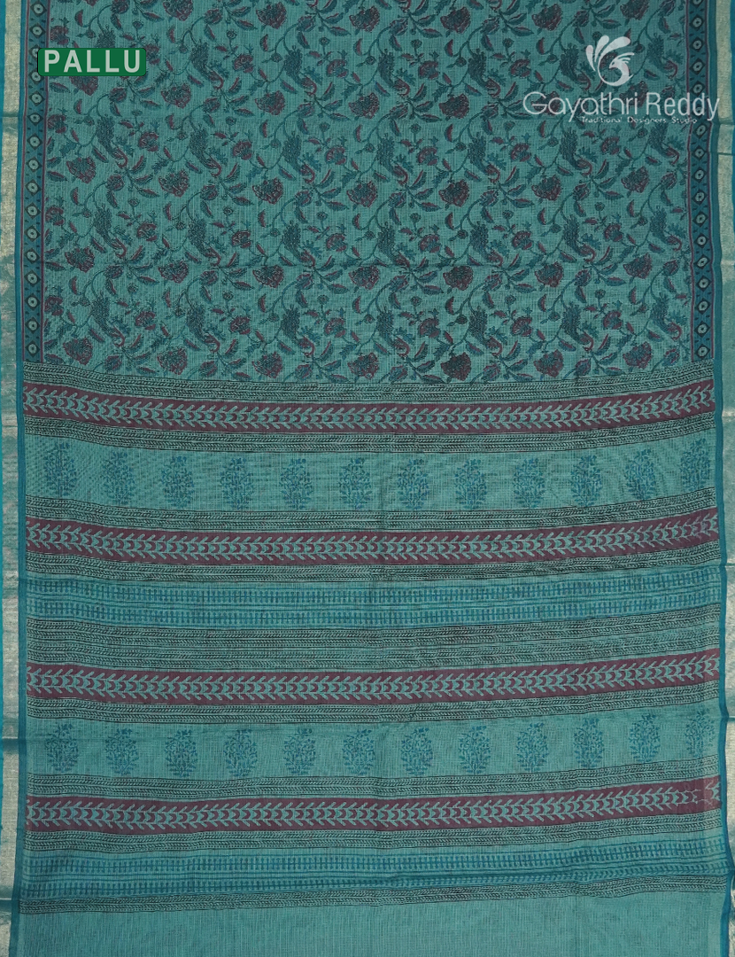 Premium Quality Cotton Kota Saree in Teal Blue