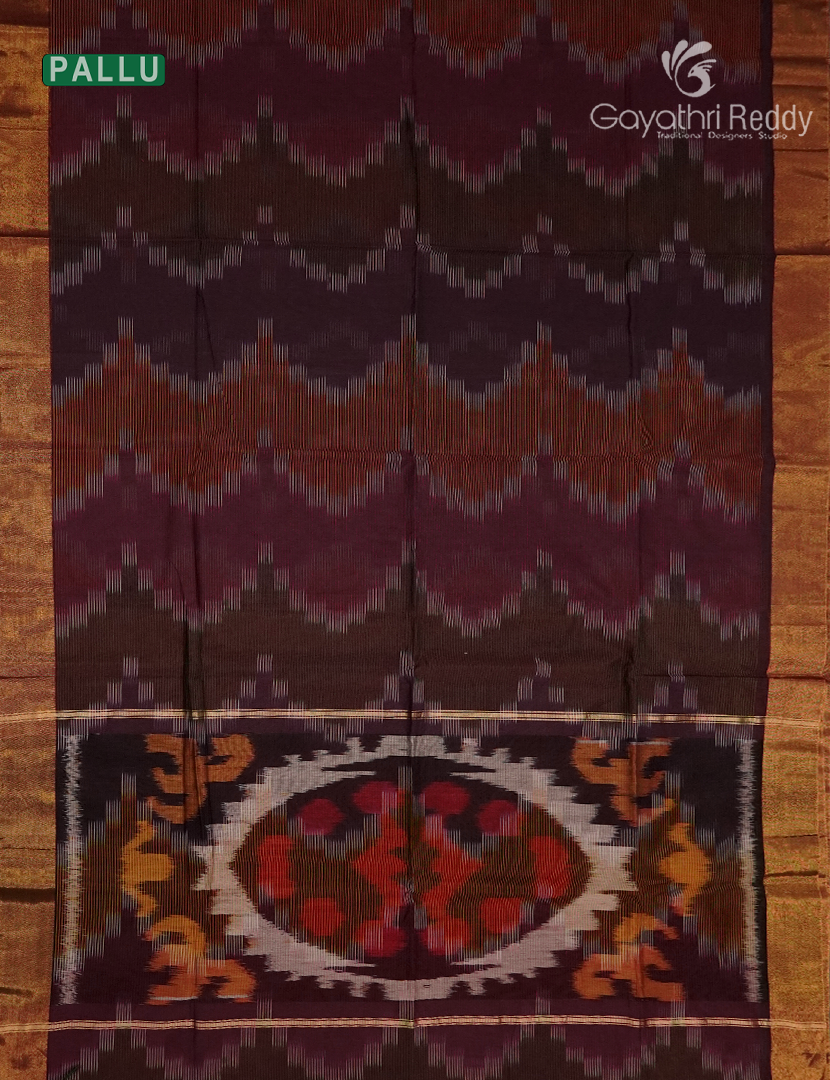 Semi Ikat Sico Saree in Maroon