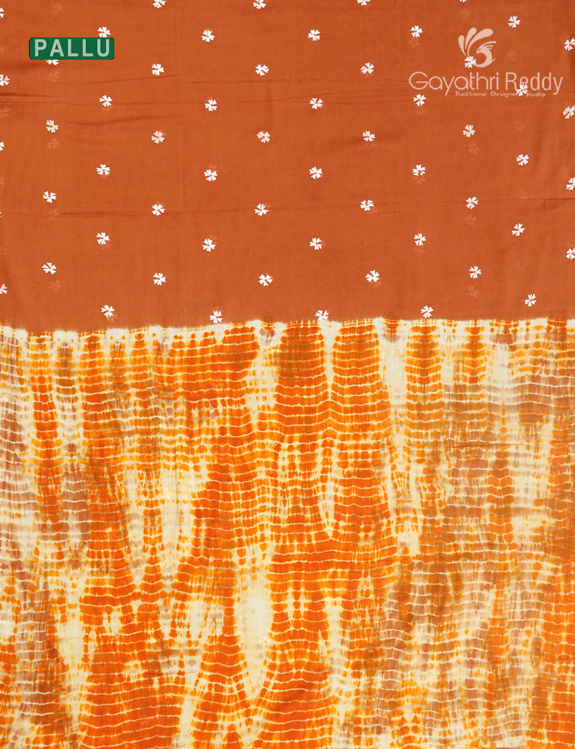 Pure Mul Mul Cotton Saree in Rust Orange