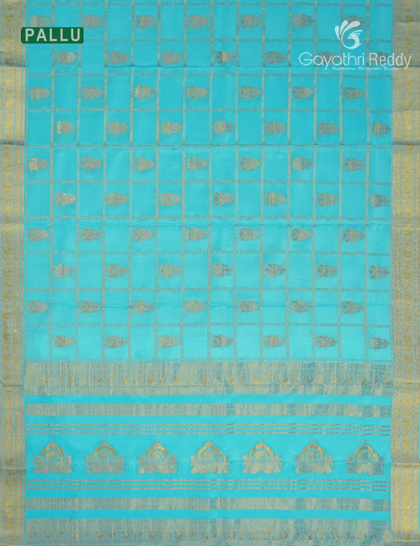 Pure Mysore Silk Saree in Sea Blue