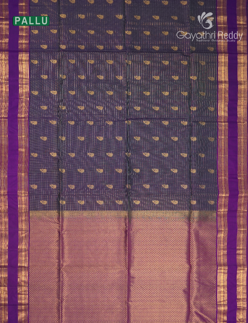 Pure Kanchipuram Vintage Silk Saree in Deep Violet and Purple