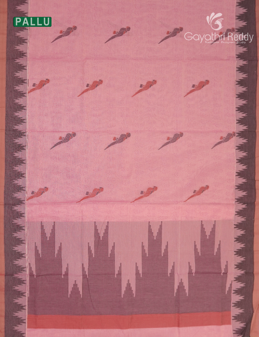 Pure Kanchi Cotton Saree in Baby Pink