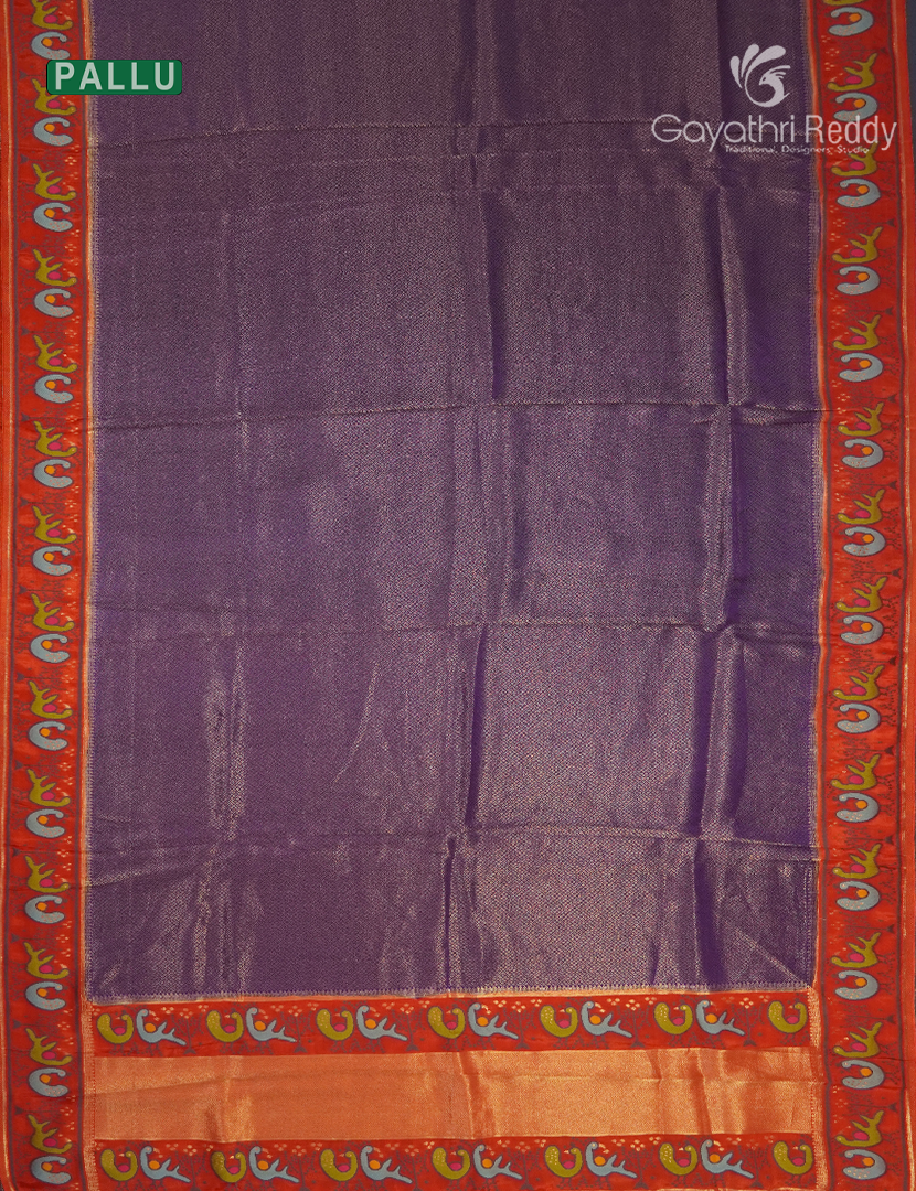 Semi Mysore Silk Saree in Deep Violet and Orange