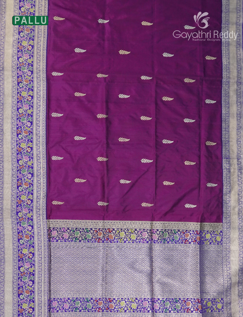 Pure Banaras Kadwa Silk Saree in Deep Purple