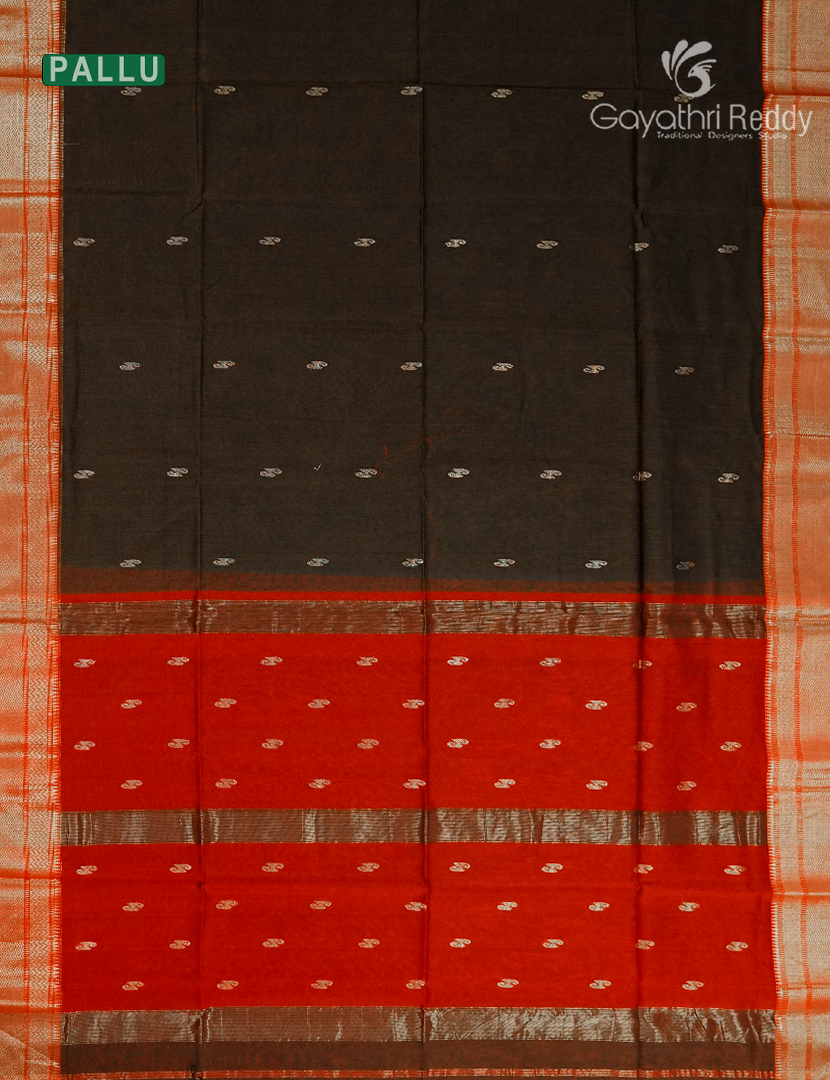 Pure Chanderi Sico Saree in Black and Red