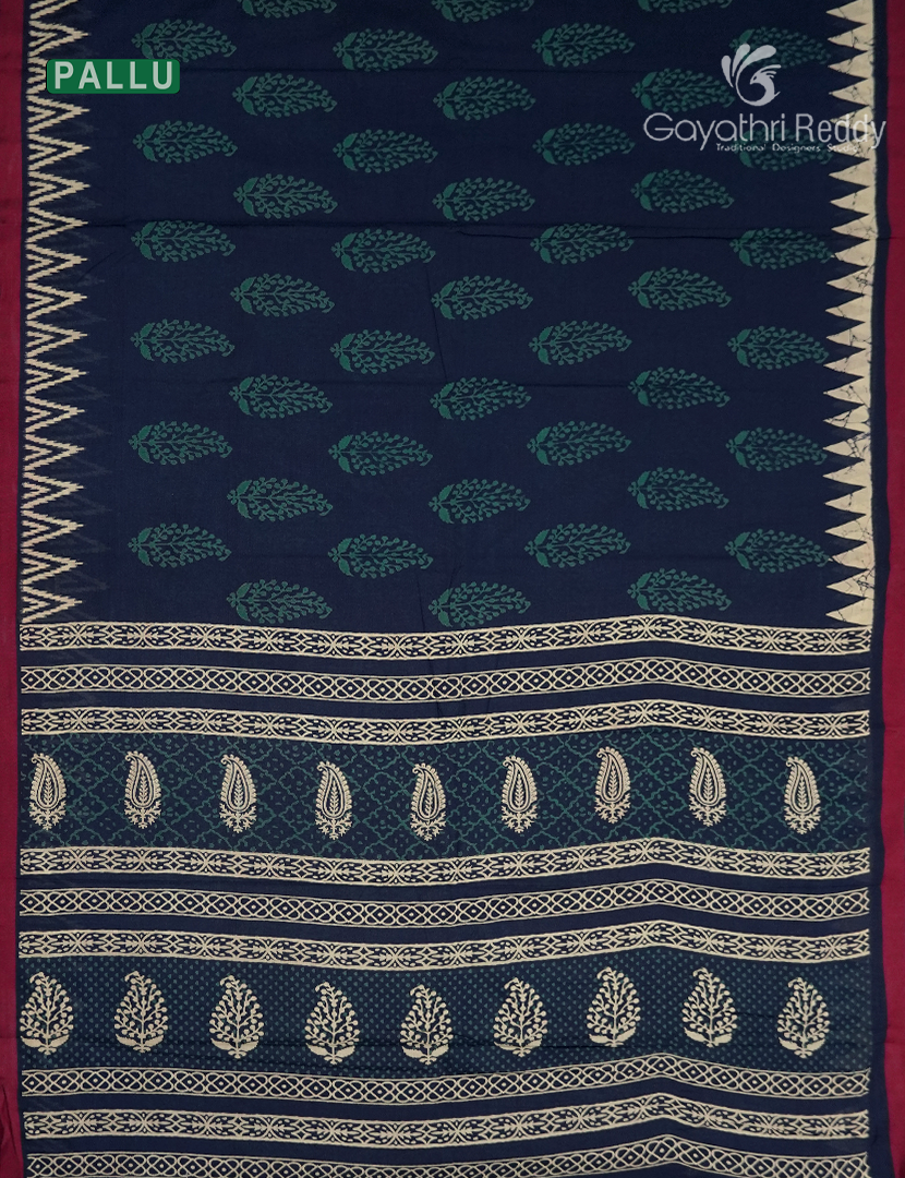 Vidharbha Cotton Saree in Indigo Blue