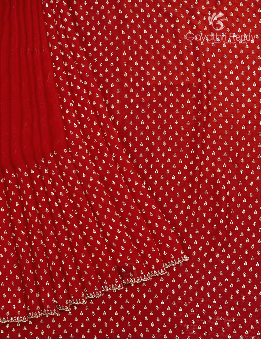 Organza Fancy Saree in Deep Red