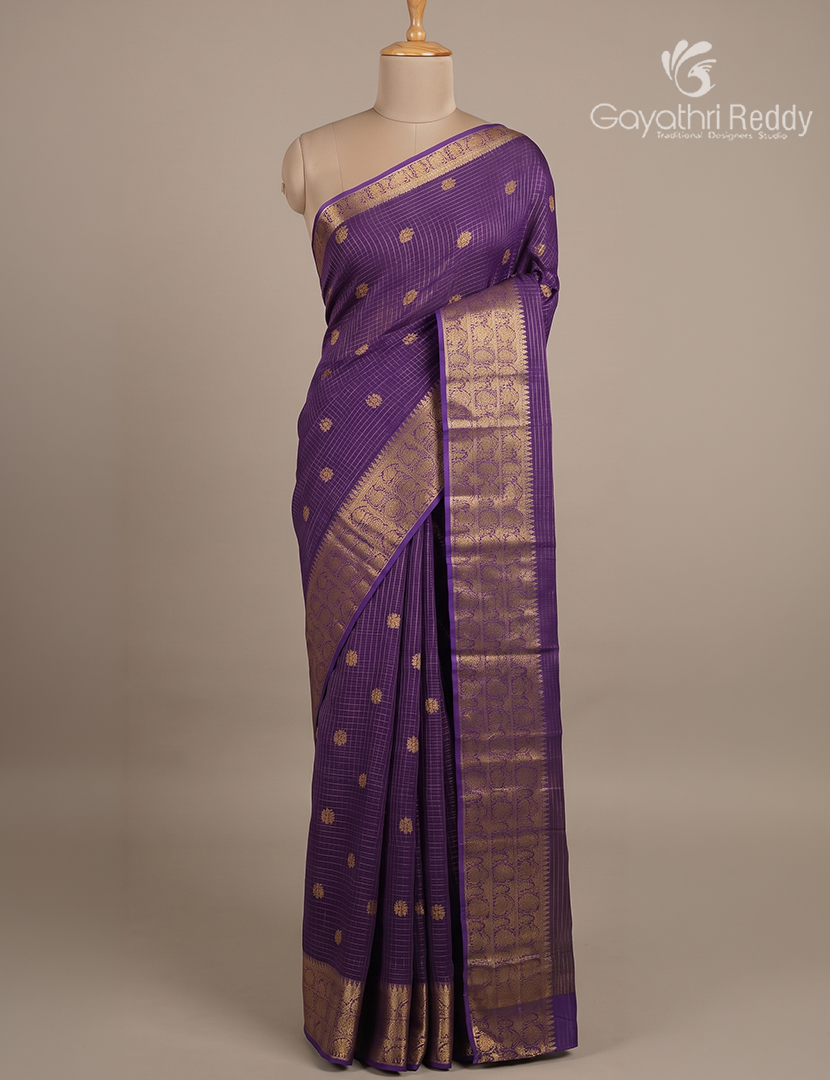 Semi Mysore Crepe Saree in Purple