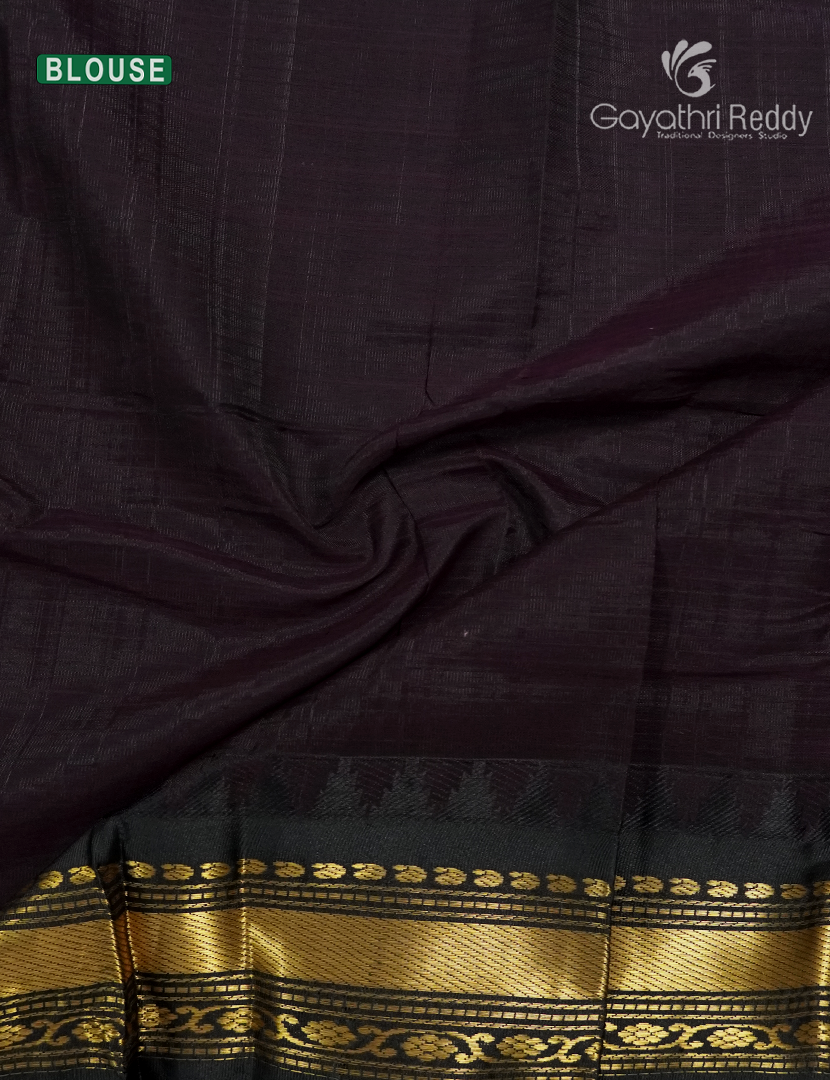 Pure Gadwal Cotton Saree in Blush Peach and Deep Blue