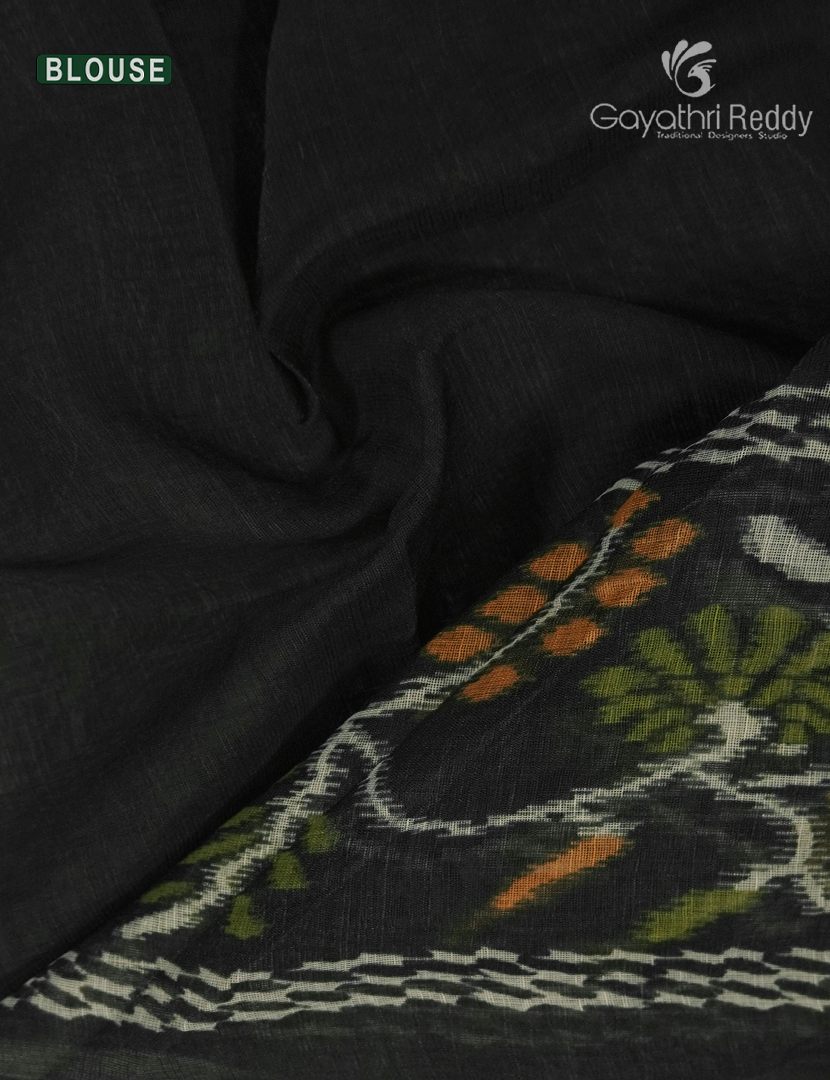 Linen Cotton Saree in Mehendi Green