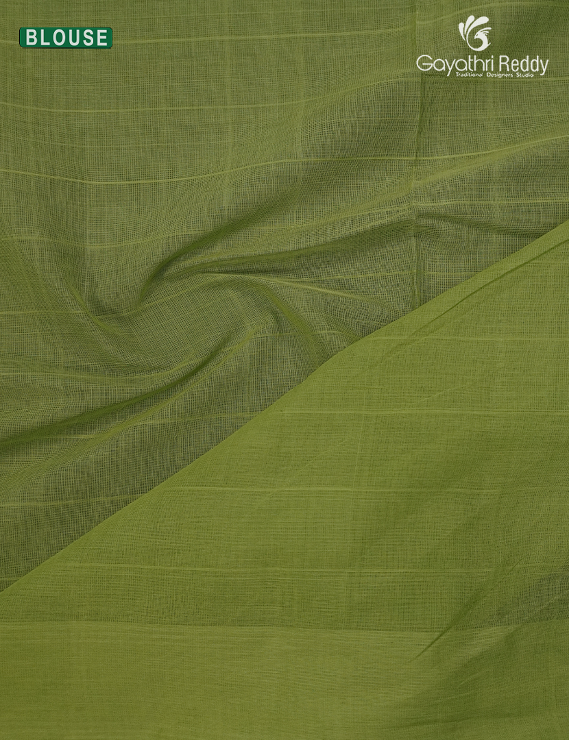 Pure Kanchi Cotton Saree in Light Green and Parrot Green