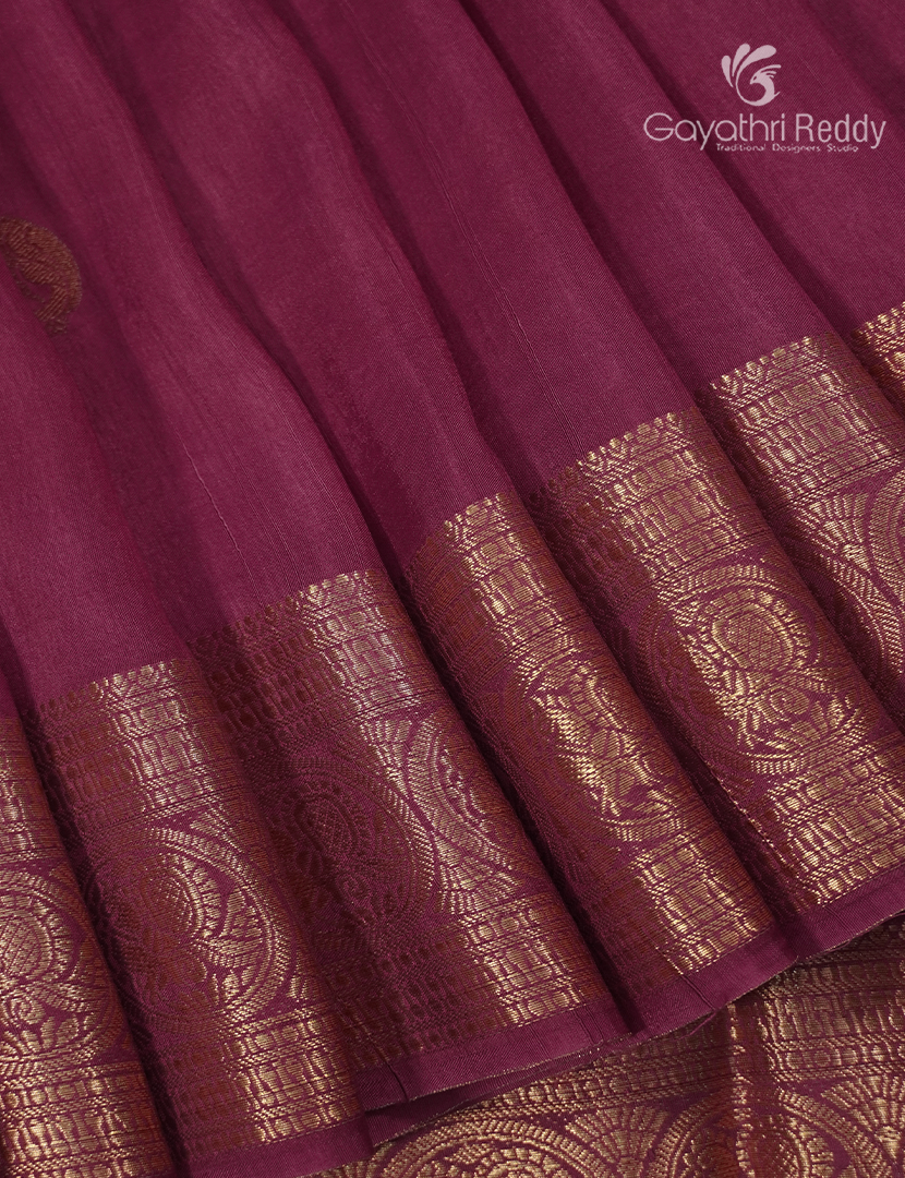Semi Mysore Crepe Saree in Ruby Pink