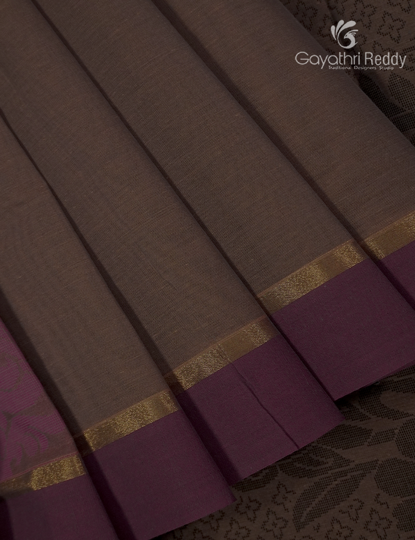 Pure Kanchi Cotton Saree in Ash Grey