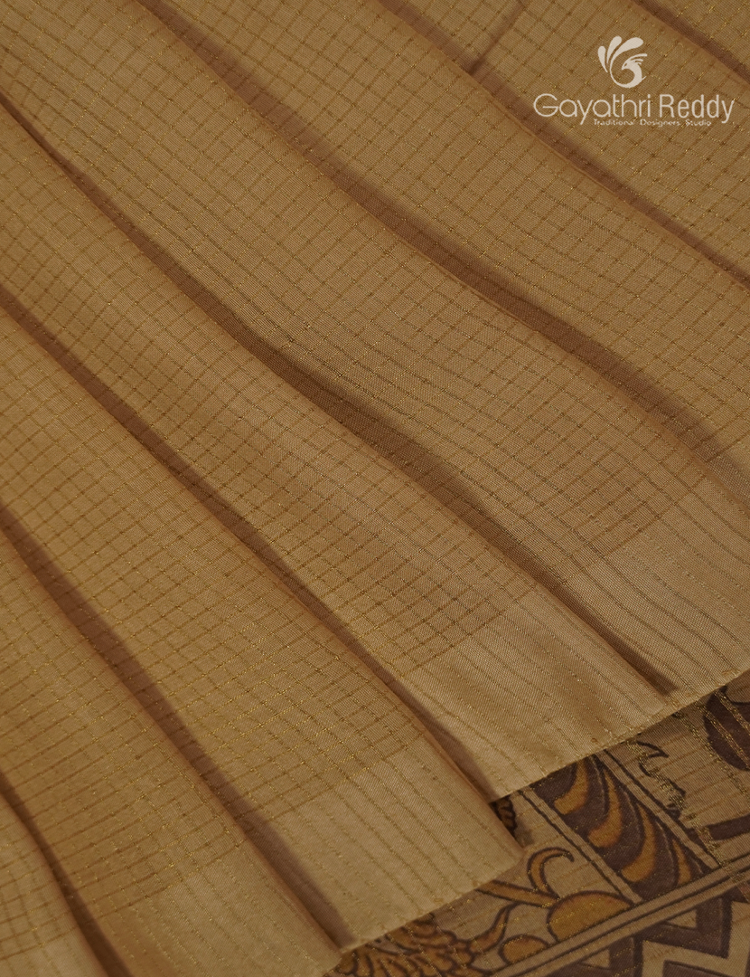 Pure Munga Silk Saree in Golden Beige