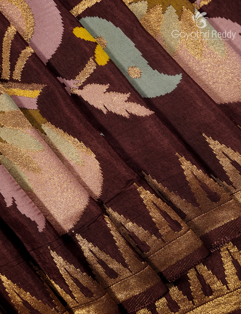 Pure Satin Silk Saree in Brown