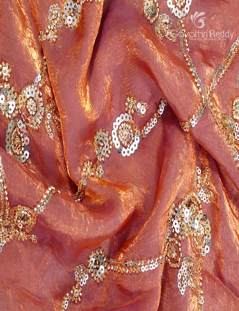 Tissue Fancy Saree in Pastel Coral