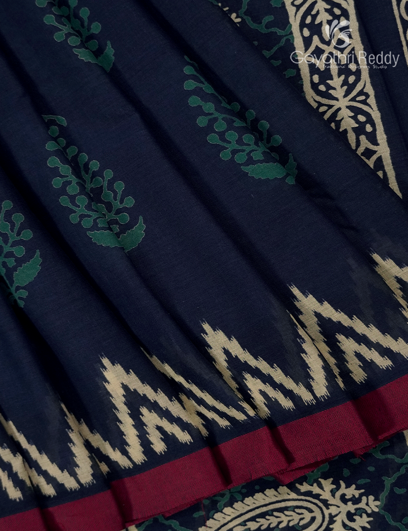 Vidharbha Cotton Saree in Indigo Blue