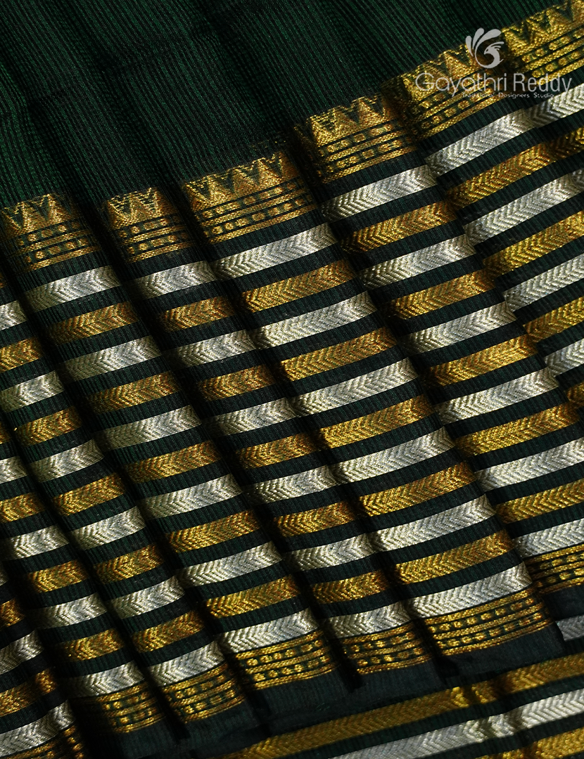 Pure Silk Kota Saree in Bottle Green