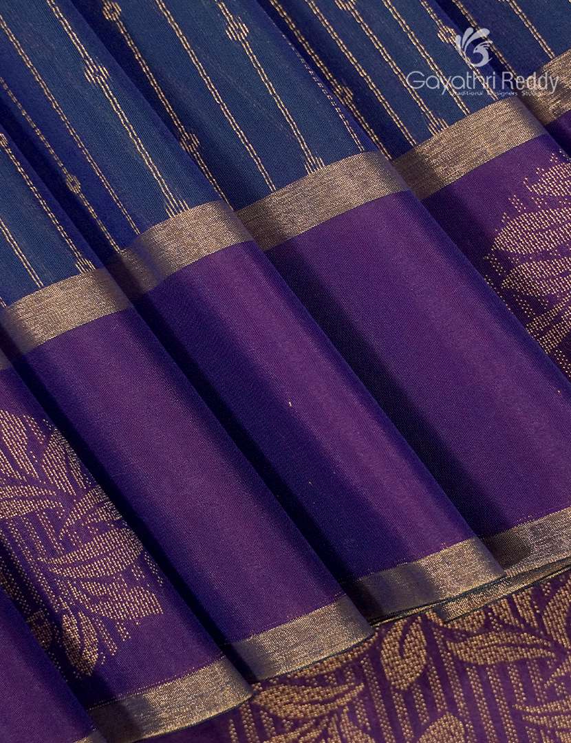 Kanchipuram Sico Saree in Grey and Purple