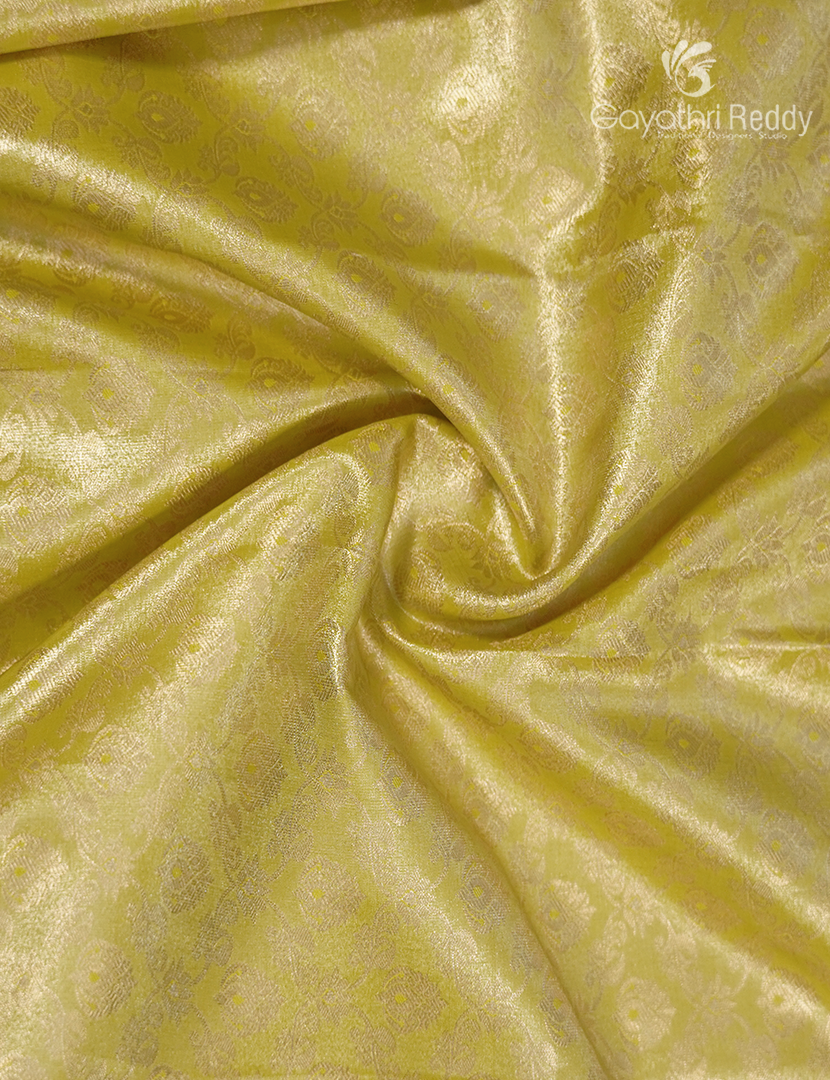 Semi Kanchipuram Silk Saree in Lime Yellow