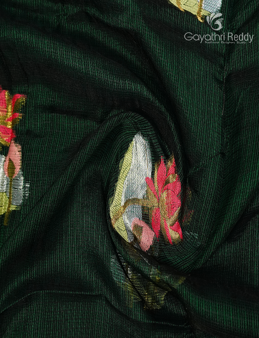 Pure Silk Kota Saree in Bottle Green