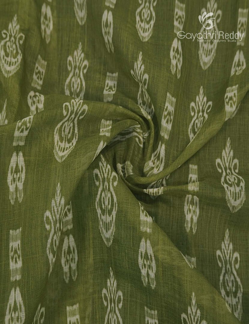 Linen Cotton Saree in Mehendi Green