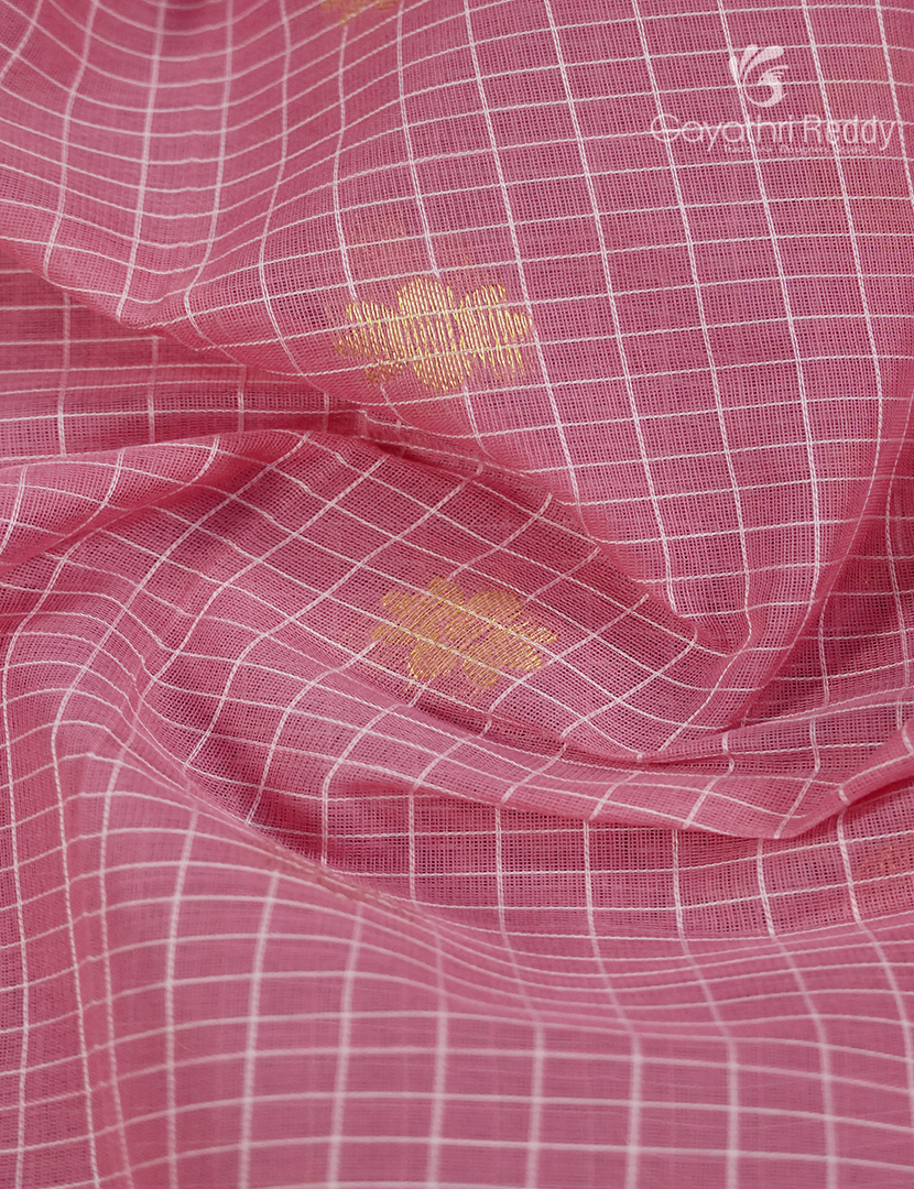 Pure Gadwal Cotton Saree in Blush Peach and Deep Blue