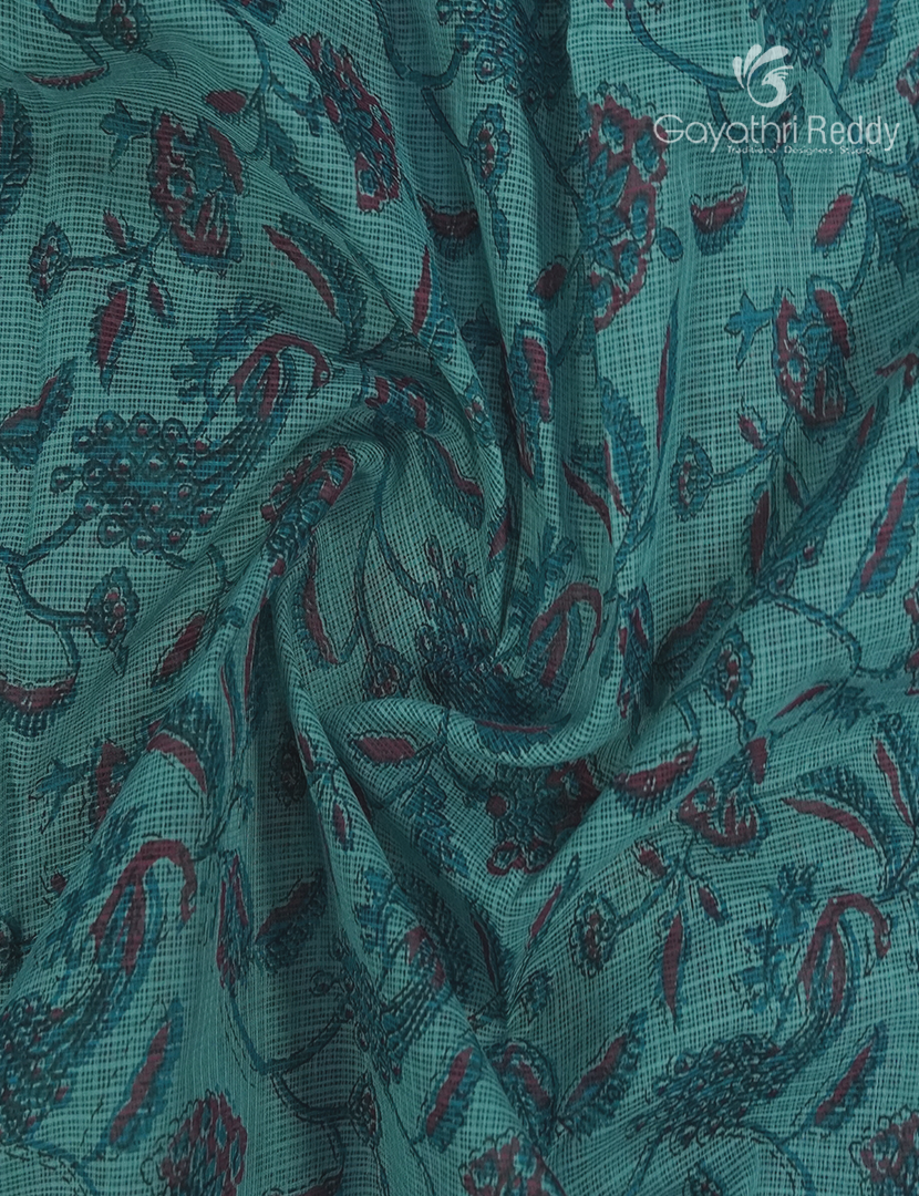 Premium Quality Cotton Kota Saree in Teal Blue