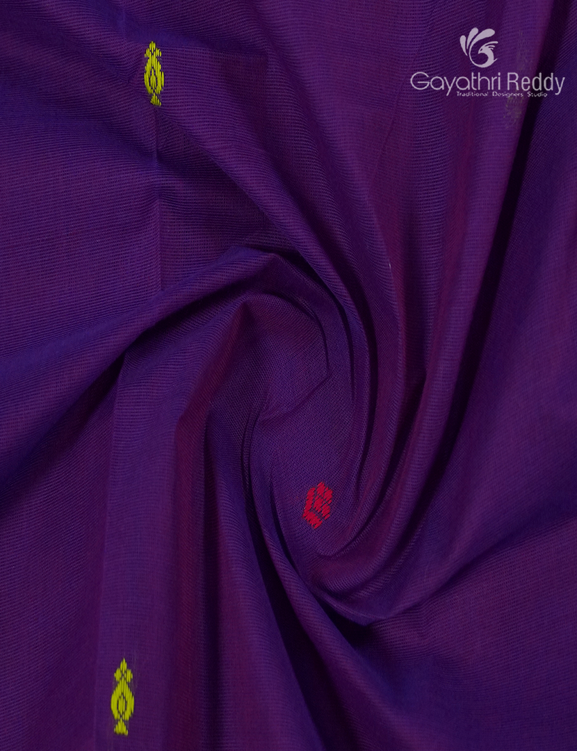 Pure Handloom Cotton Saree in Deep Violet