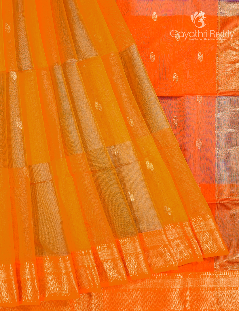 Pure Chanderi Sico Saree in Orange