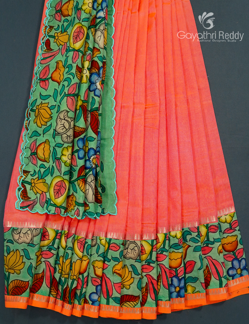 Pure Mangalagiri Langa Voni Set in Peach