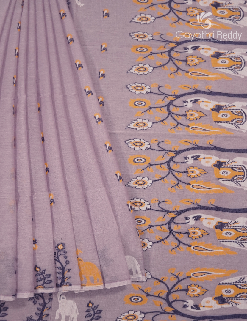 Jamdani Cotton Saree in Onion Pink