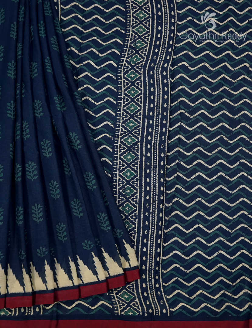 Vidharbha Cotton Saree in Indigo Blue